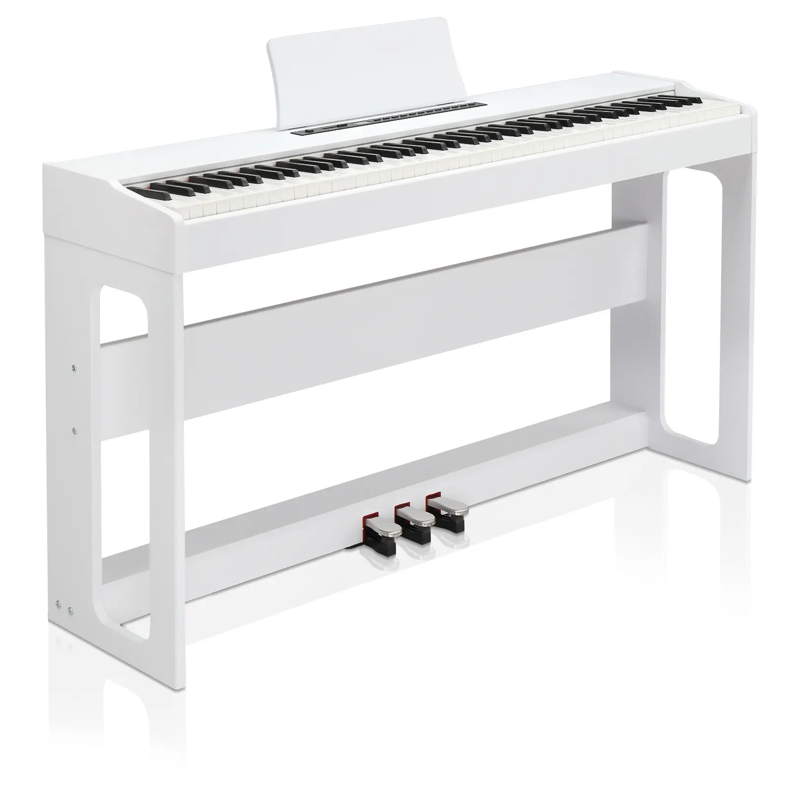 Glarry GDP-104 88-Key Full Weighted Digital Piano Keyboard, with Furniture Stand, Power Adapter, Triple Pedals, Headphone, for All Experience Levels (White)