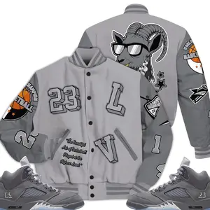 5 Wolf Grey Varsity Jacket, Retro Wolf Grey 5s Outfits, AIR Number 23 Got Em Unisex T-Shirts To Match Sneakers, Streetwear Style Urban