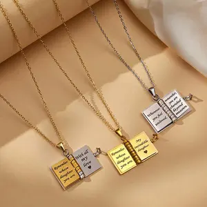gift friday surprise Creative Love Letter Titanium Steel Necklace with Openable Book Pendant for Mom Grandma Daughter Son Ideal Gift for Mother's Day Birthdays gift-ready packaging