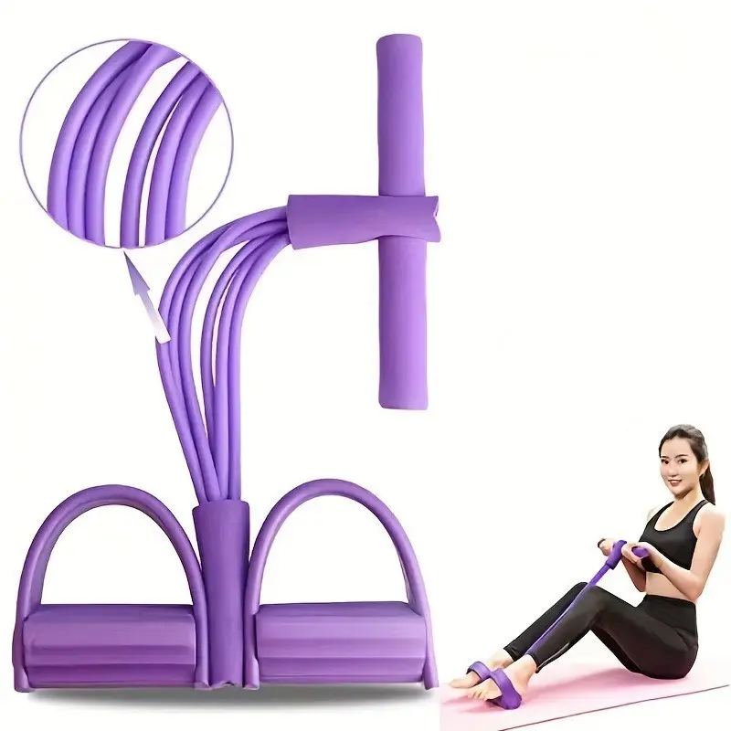 6-Tube Multifunctional Foot Pedal Resistance Band – Elastic Pull Rope for Core Strength, Full-body Stretching & Home Calisthenics Equipment
