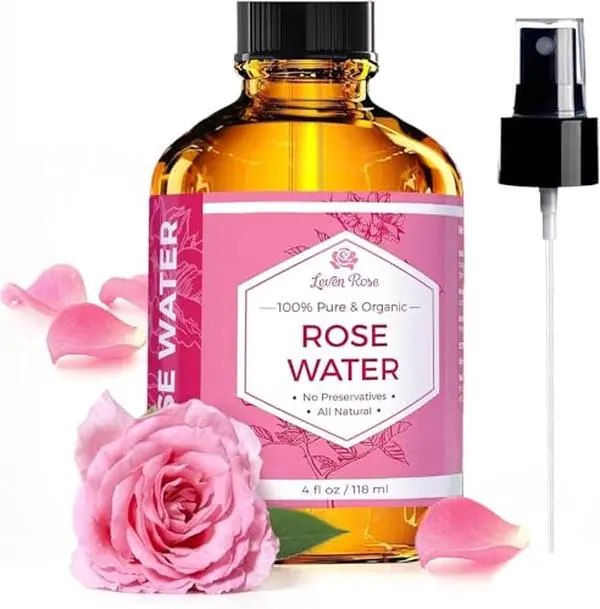 Leven Rose Pure Rose Water Spray for Face, Hair & Body - Hydrating Rosewater Toner & Facial Mist, Natural Moroccan Rosa Damascena, 4 oz
