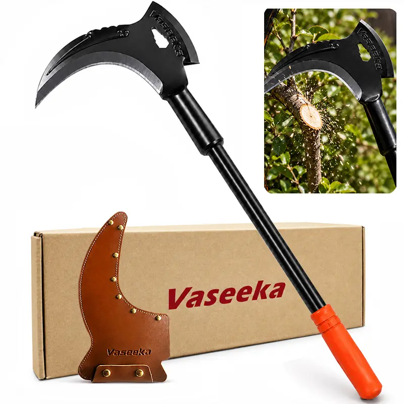 【toolupgrade】Vaseeka 24.8” Manganese Steel Double-Edged Manual Weed Removal Tool, 20” Metal Handle with Protective Sheath, Outdoor Gardening Work Tool – Long Blade, Crevice Grass Cutter Pruning Knives, Work Tools Garden Anvil Trimmer