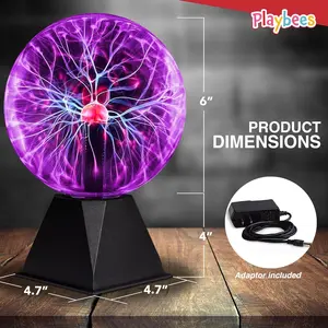 Colorful Plasma Ball - 7 Inch - Static Electricity in a Vacuum Pressurized Glass Globe - Purple