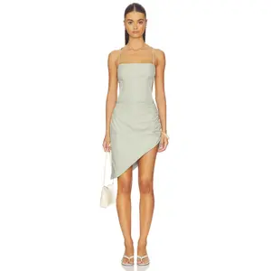ALL THE WAYS Talon Asymmetrical Mini Dress in Sage