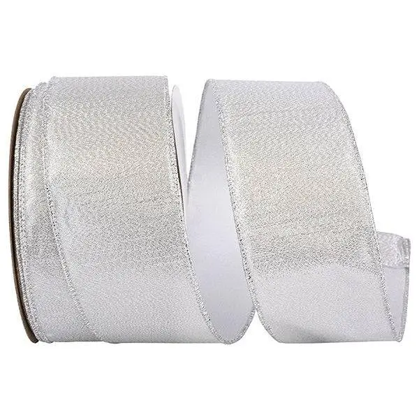 Outdoor Ribbon -- Silver Color -- Metallic Texture Shine Commercial Heavy Wire Edge -- Various Sizes