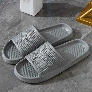 Women's Cartoon Bear Slippers Non-Slip EVA Material Indoor Outdoor Bathroom Guest Flipflop Tsinelas White Comfortable Walking Shoes Fun & Comfort Anti-Slip Texture Easy to Clean - Footwear