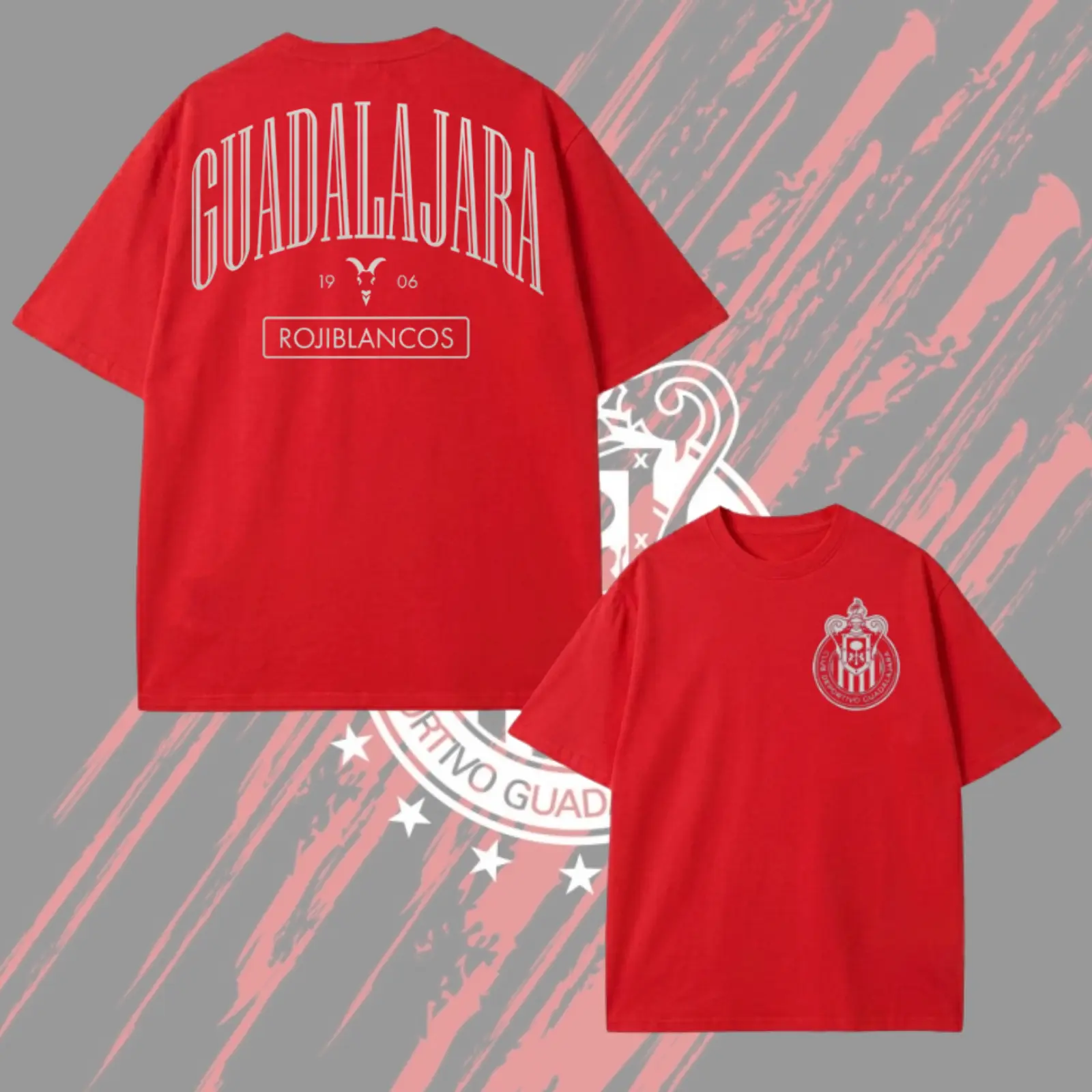Chivas Guadalajara Rojiblancos Shirt, Club Deportivo Guadalajara Liga MX Soccer T-Shirt, Red Chivas Crest Graphic Tee For Men And Women