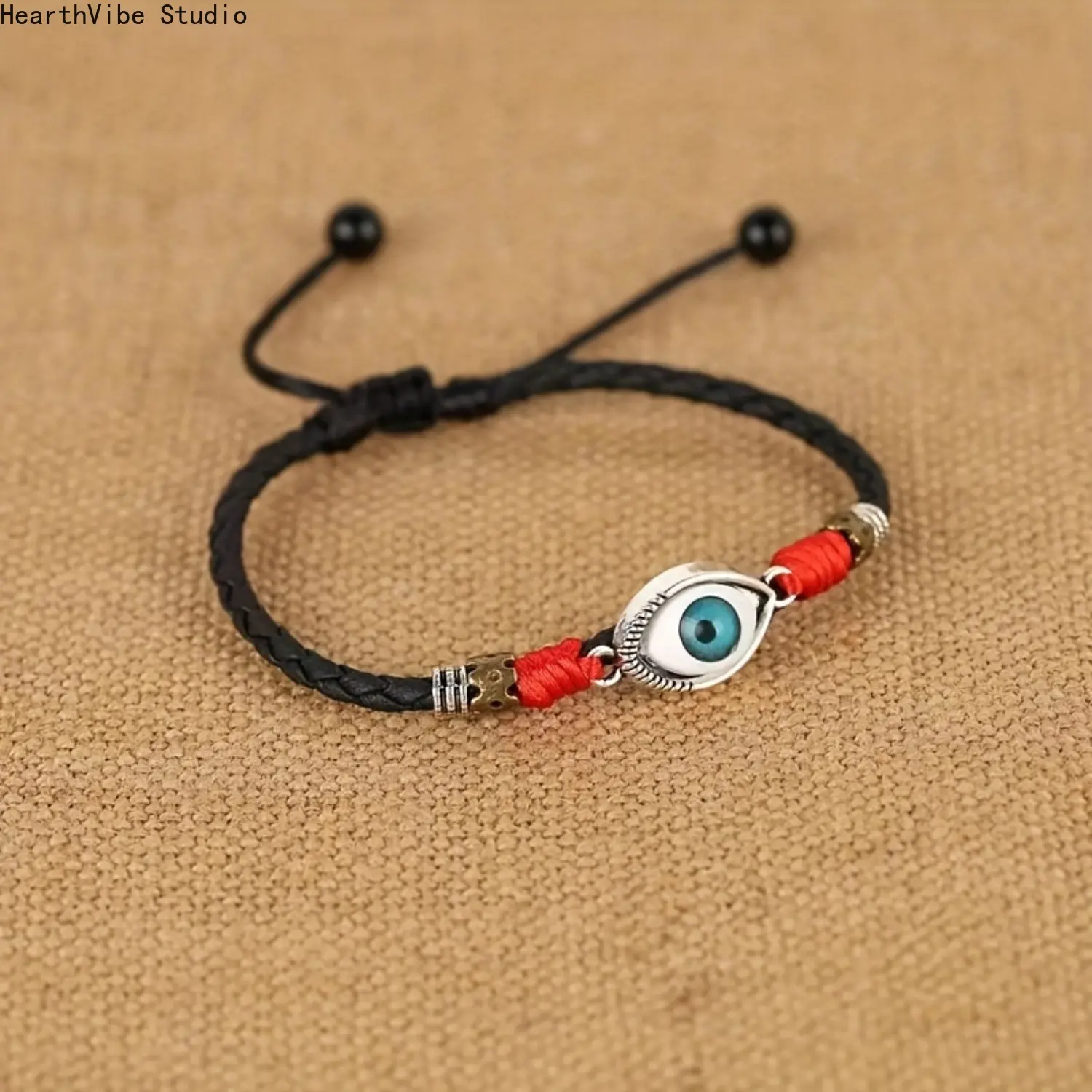 Retro Evil Eye Sports Bracelet, Unisex Red Cord Wristband with Acrylic Charm, Adjustable All-Seasons Outdoor Accessory