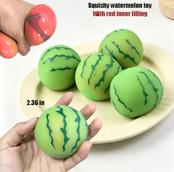 1-Pack Color-Changing Watermelon Squishy Toys, Fruit Theme Decompression Squeeze Stress Relief Balls, Sensory Squeeze Ball, Sensory Stress Reliever, Perfect Gift for Kids and Adults, Unisex Design