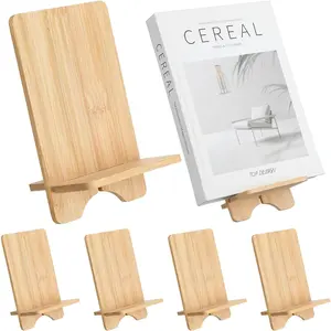 4 Pcs Bamboo Book Stand Easel Display Holder for Album Cd Magazine Comic Postcard Picture Artworks Back to School Gift for Home Office