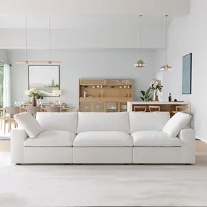 Oversized Plush Modular Sectional 3 Seater Sofa Sets Upholstered Convertible Couch with Washable Slipcover 120.45 x 40.15 x 23.23 Inches