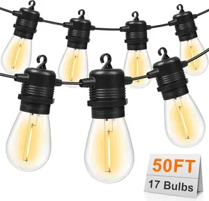 MIMIRGB 50FT LED Outdoor String Lights with 17 Shatterproof Waterproof S14 Replaceable Bulbs(2 Spare), 2200K Commercial Grade Patio Lights, Outside Hanging Light for Yard Garden Porch Deck Decor 100  ft  lights