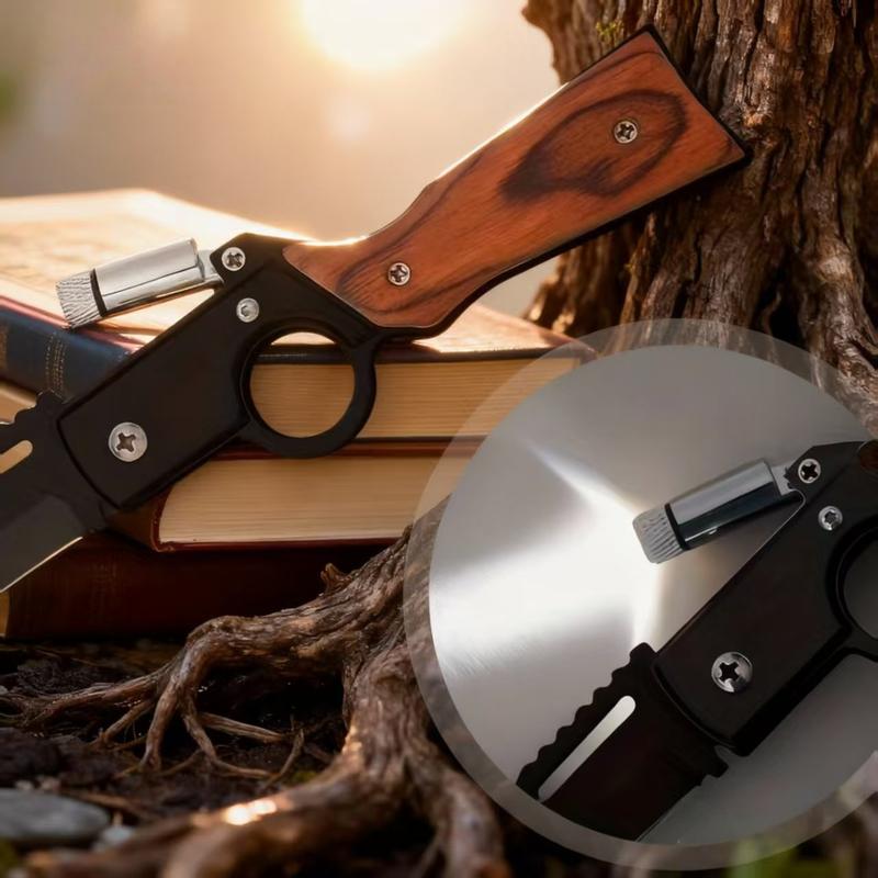Portable folding knife, suitable for camping, barbecue, fishing, hiking, pocket clip, safety lock, Valentine's Day, Christmas, Halloween gift for male friends.