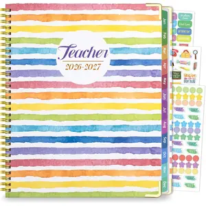 Teacher Planner 2026-2027, July 2026 to June 2027 Academic Year, 8.5" x 11" Lesson Planner Book for Teachers with Colorful Tabs, Hardcover, Color Stripe