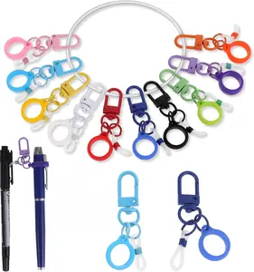Silicon 10-pc Coloured Pen Clip Set with Lobster Clasp, Pen Converter, Retractable Holder for , Badge Reel Accessory (Pen not Included)