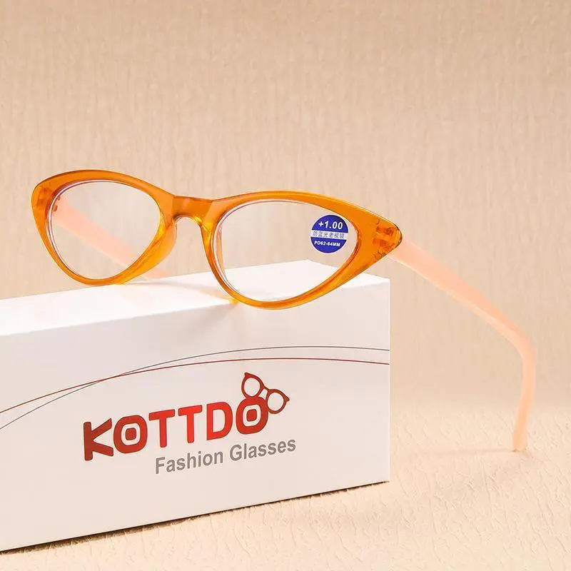Women's Fashionable Full Rim Plastic Cat Eye Eyeglass Frames - Unisex Presbyopia Aid Eyewear Fashion Reading Glasses with +1.0, +1.5, +2.0 Gradient Lenses for Hyperopia Correction, Single Pair, Women Unisex, Vision Correction