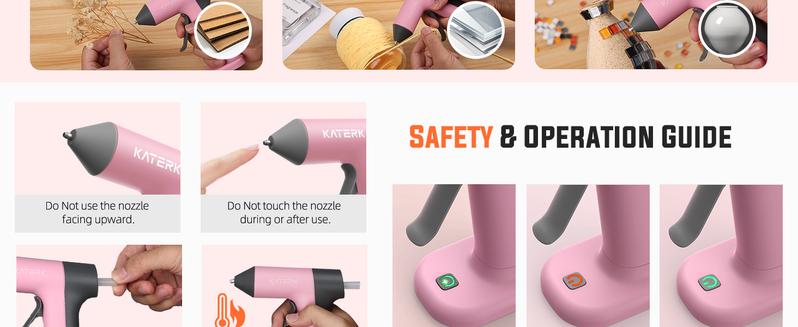 Katerk Cordless Hot Glue Gun Kit, 30s Fast Heating, Mini Glue Gun with 20 Glue Sticks, Compact & Portable with 2500mAh Built-in Battery, Auto Shut-Off, Ideal for DIY, School Crafts & Repairs