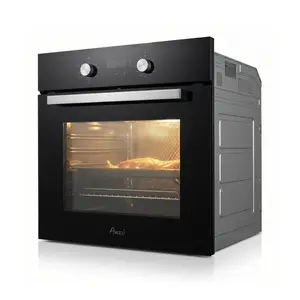 Awoco 24” Built-in Electric Oven, 2.37 Cu ft. Single Wall Oven with 9 Cooking Modes, 360° Rotating Rotisserie, 3440W, Mechanical Knobs Control, LCD Display, Timer, Stainless Steel Wall Oven for Kitchen