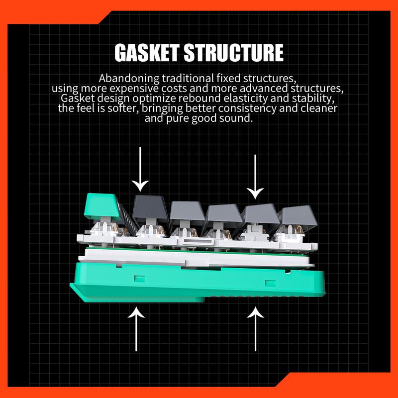 Teclado Mecánico 80%TKL-Gasket Algodón insonorizante de doble capa-HIFI Sound Switch-Cable USB-C-Retroiluminación blanca pura-FURYCUBE G87 -3PIN HotSwap-Teclado mecánico-Estructura hundida