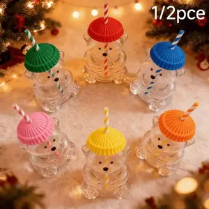 Viral Trending Cute Bear Design Cold Drink Cup, Durable Reusable Fashionable Food Grade BPA-Free Water Tumbler, Leak-Proof Portable Drinkware for Iced Coffee Juice Soda, Ideal for Home Office Daily Use, Perfect Gift for Bear Lovers Women Girls