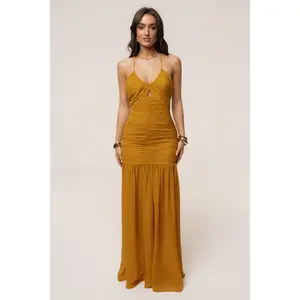 Mustard Vienna Chiffon Maxi Dress