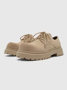 Men's Khaki Platform Big-Toe Casual Leather Shoes, platform sneakers, Wear-Resistant Soft Leather, Height-Increasing & Anti-Slip, All-Day Comfort, Versatile Daily Commute Shoes