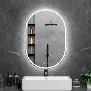 Oval LED Bathroom Mirror, 26"x 38" Frameless LED Mirror with Front Light and Backlit, Anti-Fog, Dimmable Modern Wall Mounted Lighted Mirror, -Shaped  Mirror Bathroom