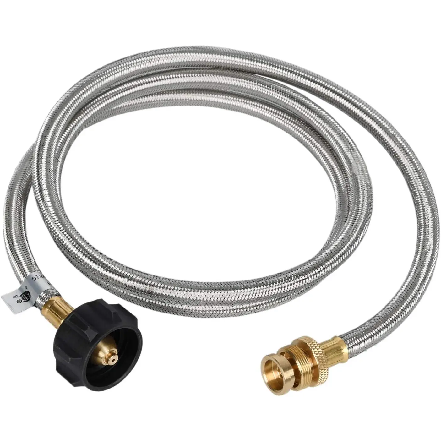 4 FT Stainless Steel Braided  Adapter Hose 1 lb to 20 lb Converter for QCC1/Type 1 LP Tank to 1 LB Portable Grill, Camp Stove, Buddy Heater
