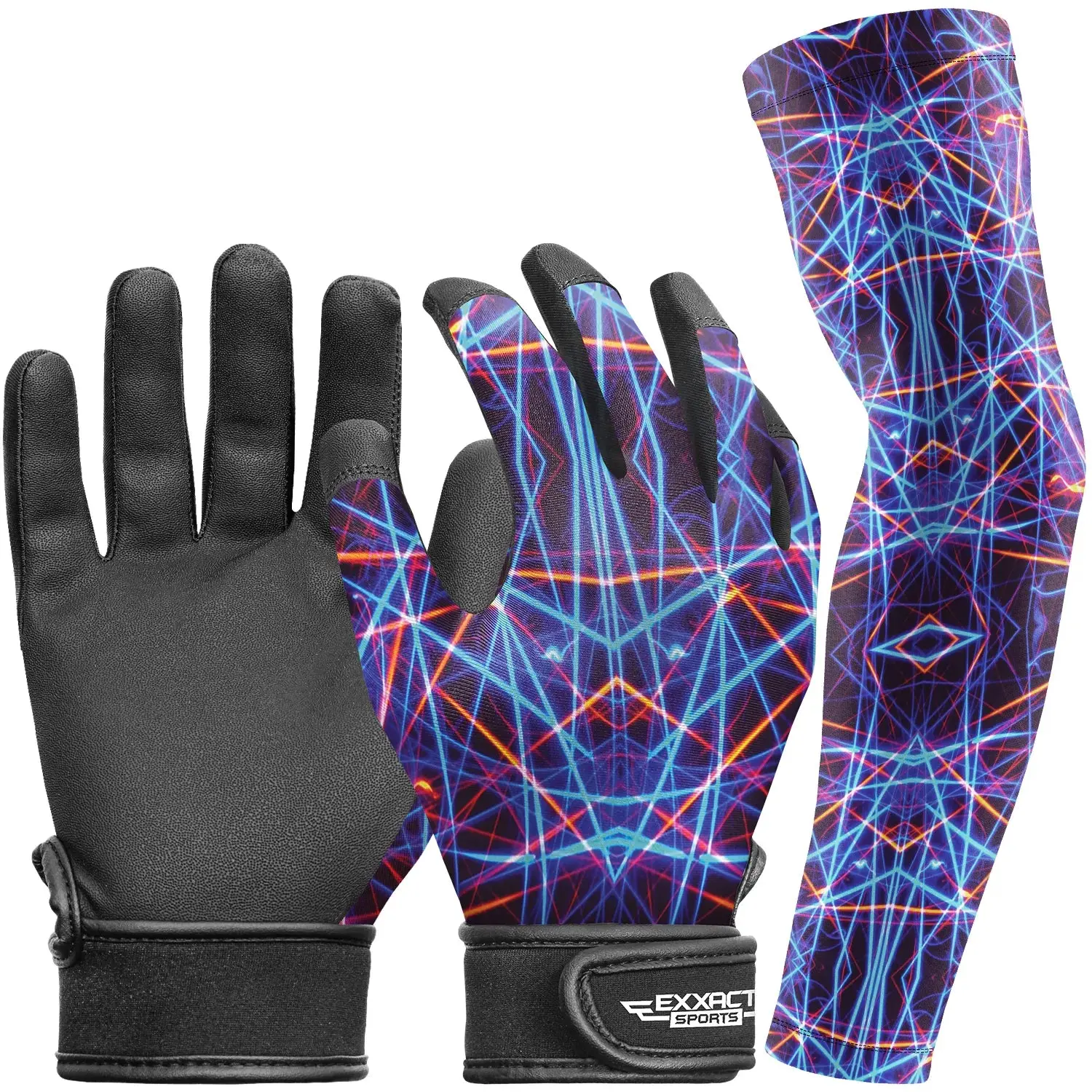 Exxact Sports Youth Sporty Batting Gloves with Arm Sleeve - Boys & Girls Kids Baseball, Softball, T-Ball Gloves (Lazer), Sporty Sports Gloves