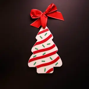 Handcrafted 3D Printed Christmas Tree Cake Door Decor - Festive Holiday Decoration