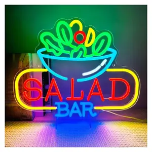 Sign Illuminated Salad Bar Neon Sign Light Wall Decoration Ambience Lamp For Home Bar Kitchen Restaurant Cafe Party Scenes Wall Decor 41cmx32cm
