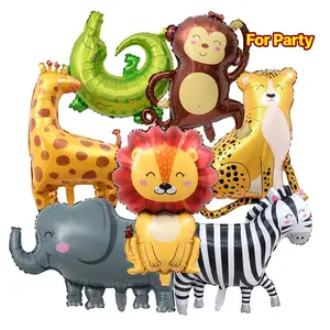 Animal aluminum film balloons, leopard, sitting giraffe, lion, crocodile, zebra, party decoration balloons