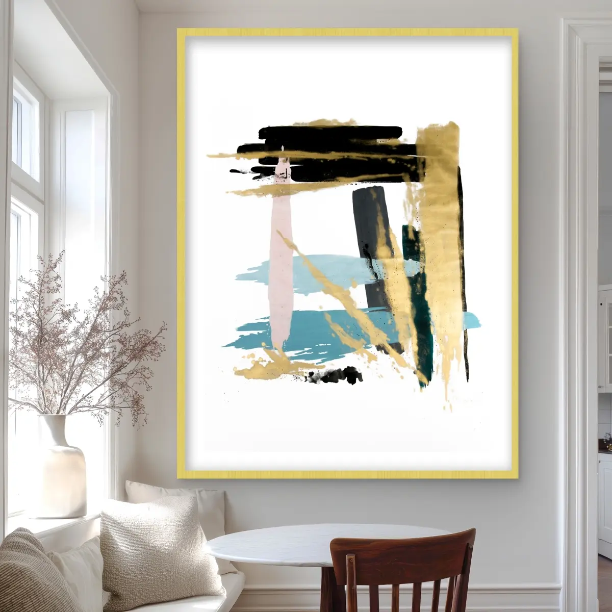 212 MAIN Pastel Stroke Abstract Framed Matted Print Artwork - 36x48 in., Minimalist Modern Wall Decor, Dynamic Abstract Shapes, Decor Inspo for Bedroom Home Supplies