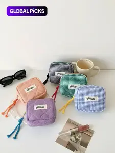 Plaid Pattern Quilted Makeup Bag, Portable Cosmetic Storage Bag with Zipper, Handheld Cosmetic Pouch, Cosmetics Organizer, Versatile Makeup Organizer Pouch for Travel & Daily Used,Gifts For Women