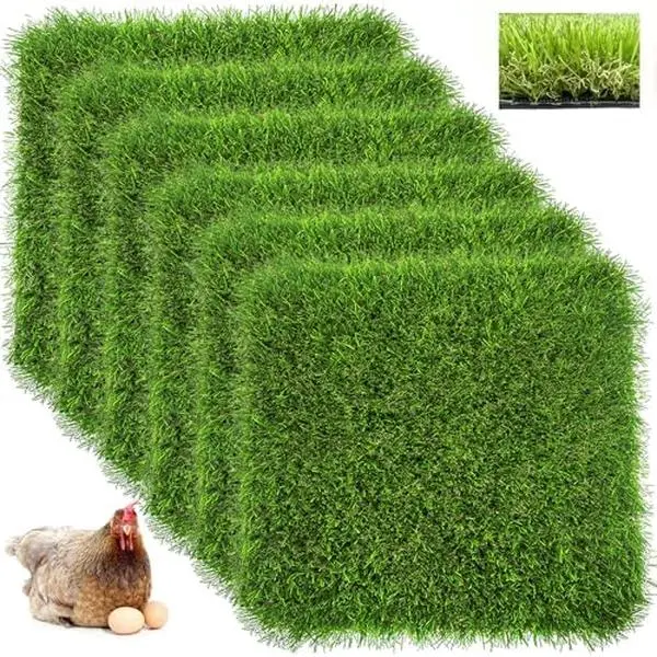 6 Pcs Washable Chicken Nesting Box Pads – 12x12 Artificial Grass Liners for Hens, Reusable Nesting Box Bedding for Coop, Indoor/Outdoor Use