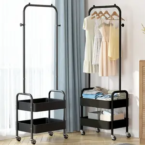 HYGRAD BUILT TO SURVIVE Heavy Duty Metal Clothes Rack On Wheels, Portable Rack For Hanging Clothes With Shoe Storage, Freestanding Closet Organizer Shelves For Garment Hanging Hat, Coats