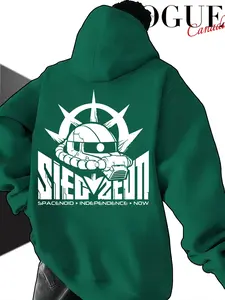 Sieg Zeon Gundam Zakku Geon Army Print Unisex Hoodie, Casual Long Sleeve Loose Fit, Kangaroo Pocket Design, Fall & Winter Streetwear