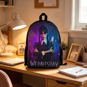 Wednesday Addams Backpack, TV Series Themed Printed Casual Daypack, Lightweight School Backpack for Teens and Fans reusable bag baseball