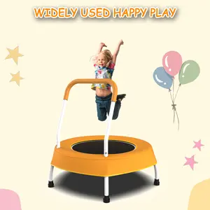 28" Kids Toddler Trampoline Kids  Trampolines with Handle Small Recreational Trampoline for Kids Ages 1+ Baby Jump Toys Gifts for Boys Girls Christmas Birthday, toddler trampoline ,Orange/Print Blue indoor