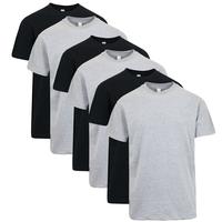 (6-Pack) Black x 3 - Heather Grey x 3