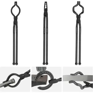 VEVOR Blacksmith Tongs, 18" 3 PCS, V-Bit Bolt Tongs, Wolf Jaw Tongs and Z V-Bit Tongs, Carbon Steel Forge Tongs with A3 Steel Rivets, for Beginner and Seasoned Blacksmiths, Bladesmiths and Craftsmen