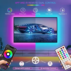 5m/10m RGB Smart LED Light Strip, Multi-Color Ambiance, 44-Key Remote & APP Control, Music Sync, USB Powered, Home, Party, Bedroom Lighting