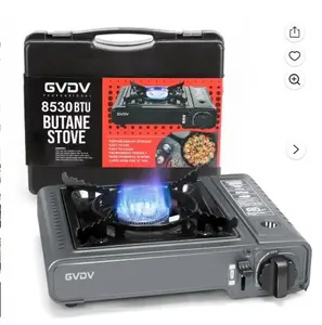 GVDV Portable Camping Stove, 1 Burner Butane Gas Stove with Updated Carrying Case