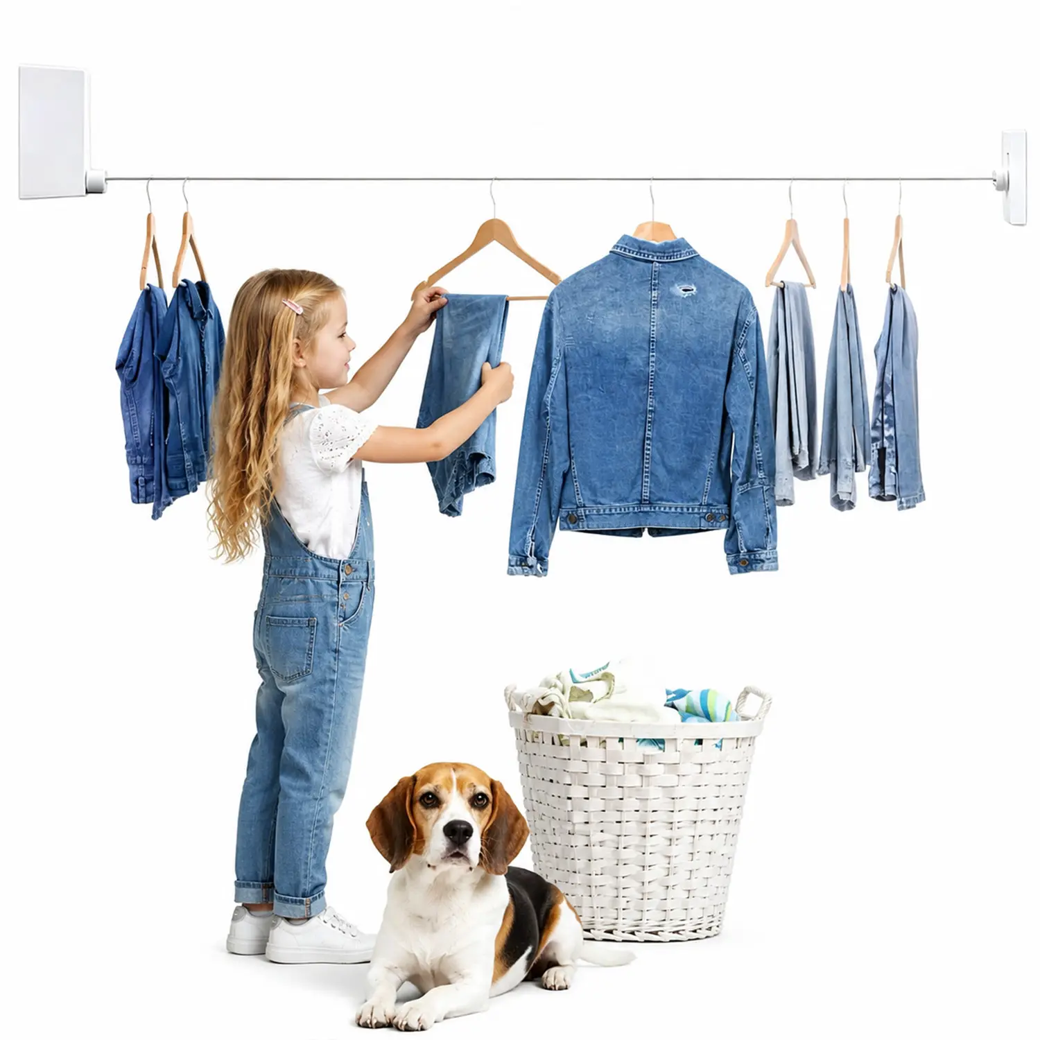 Retractable Clothesline | Wall Mounted Dual Drying Racks (4.4m / 14.4ft) | Heavy Duty 20kg Load Capacity | Space Saving Laundry Drying Line for Indoor & Outdoor