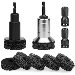 Wheel Hub Cleaning Kit,  Alloy Hub Cleaning Tool with 7 Abrasive Pads and 2 1/2" Adapters, Drill Attachment Compatible with Power Drill & 1/2"  Driven Wrench