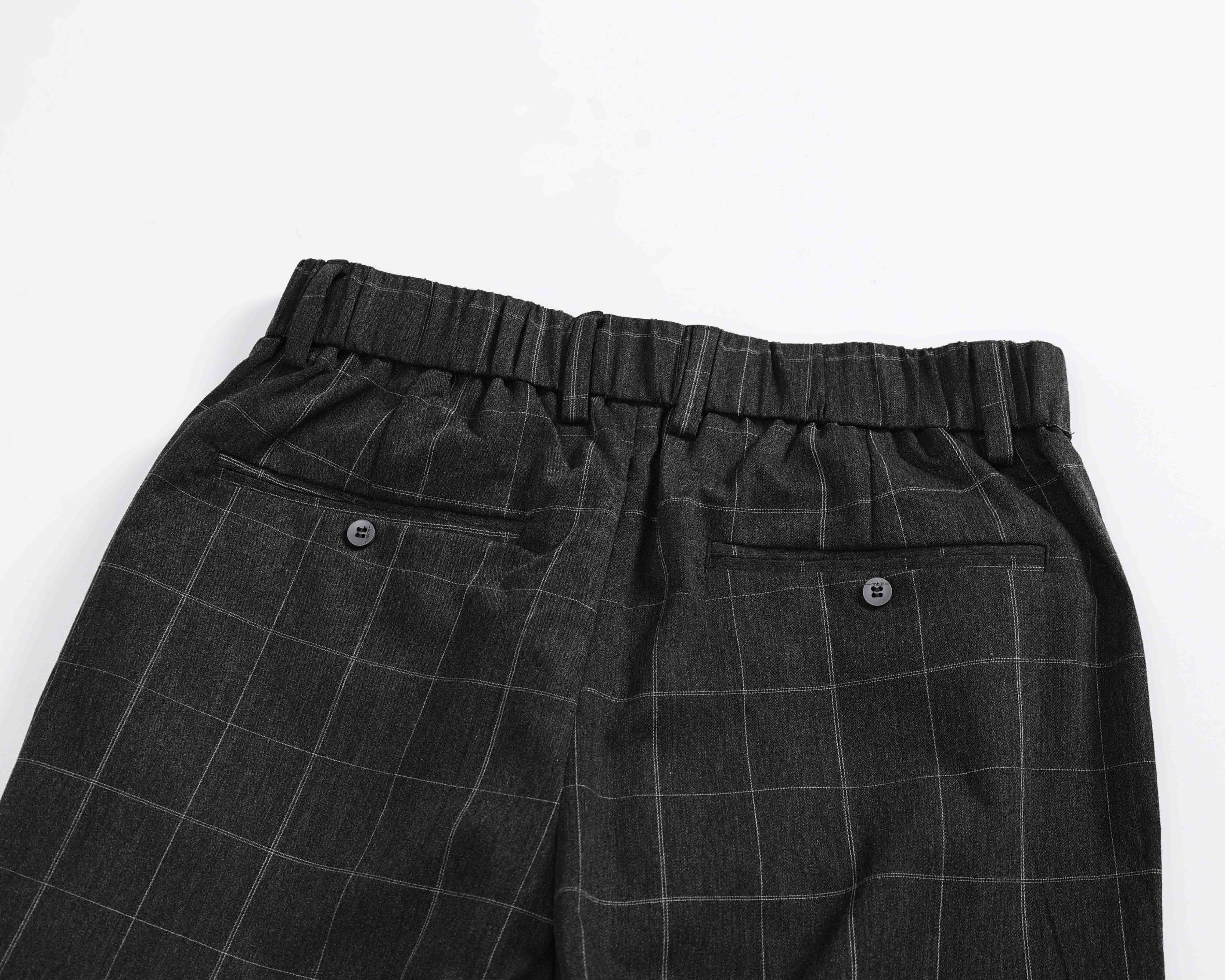 Clean Gent plaid button casual long pants, available in packs of 1/2/3 pieces; regular fit for comfortable everyday wear; men’s bottoms—casual fashion pants, casual athletic pants, casual street-style pants.