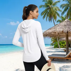Women's UPF 50+ Hooded Sun Shirt - SPF Long Sleeve UV Protection Sleeves, Lightweight Breathable Cloth for Hiking, Outdoor Casual Wear