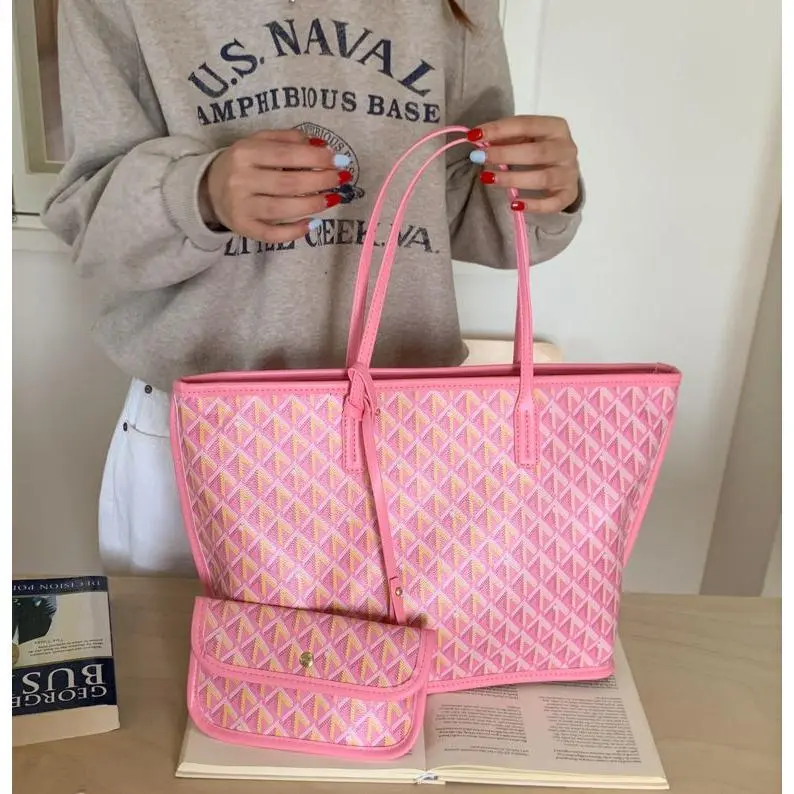 Women's Fashion New Simple Tote Bag Set, Premium tote bag  little bag one shoulder handbag large capacity shoulder Shopping bag Mummy tote Bag double sides leather mini