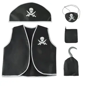 Children Pirate Costume Set Accessories, 5-Piece Role-Playing for Boys Girls Halloween Party Dress-Up