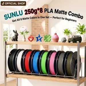 SUNLU 250g 3D Printer Filament Bundle | PLA Matte Filament 250g Bundle | Beautiful Matte Finish | Filament 1.75mm, 250G, Total 8 Rolls Black+White+Grey+Clay+Green+Pink+Blue+Red
